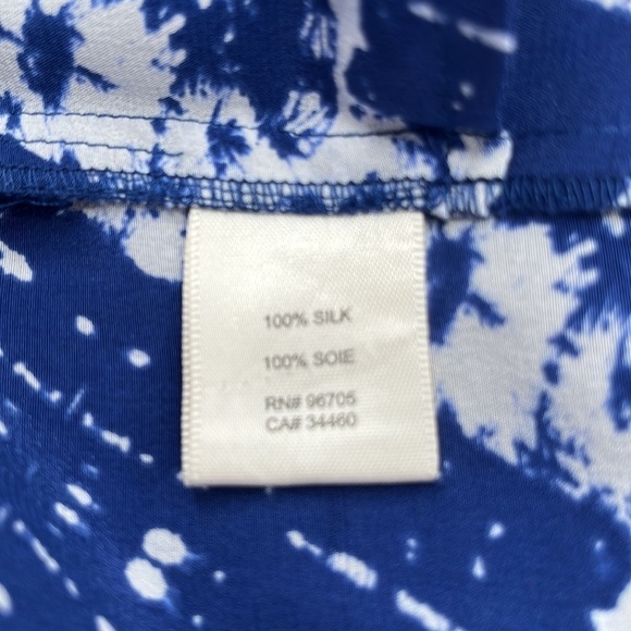 REBECCA Taylor Blue White 100% Silk Batik Print Mini Dress Ties at Shoulders 2 - Picture 10 of 11